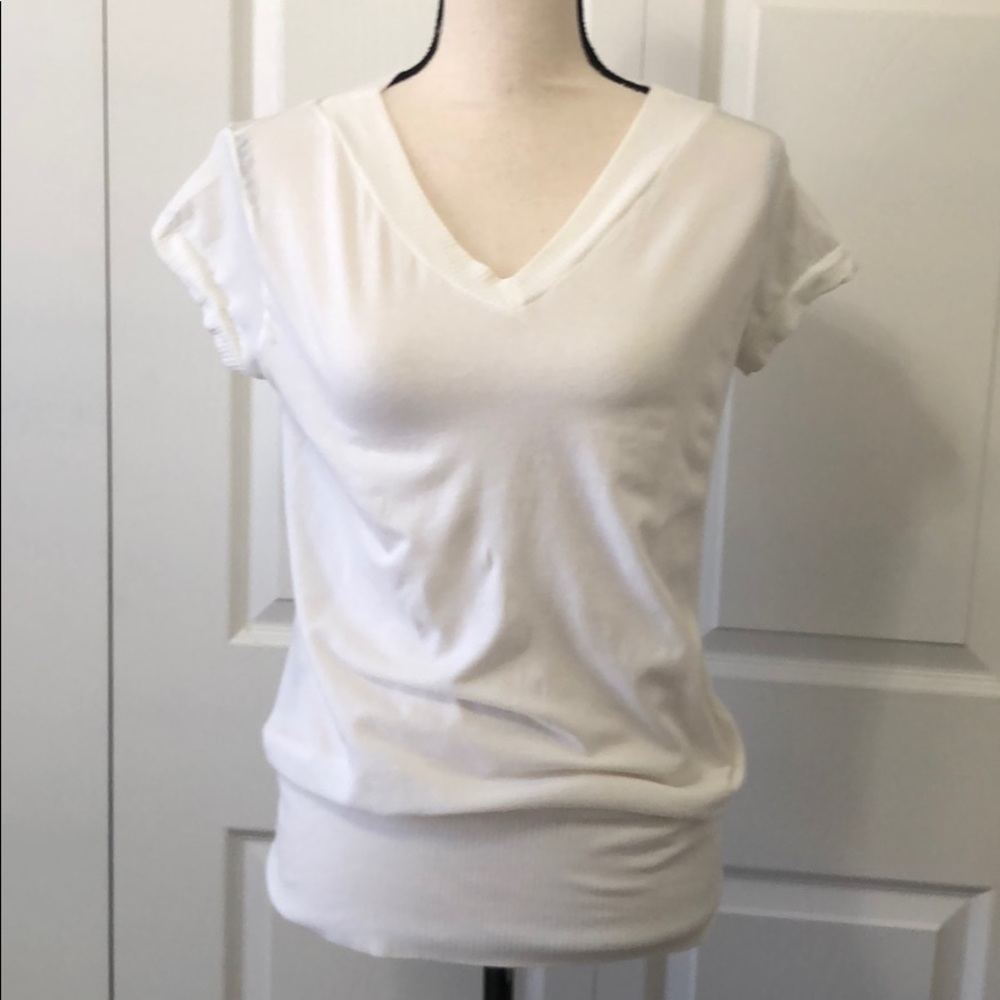 Women’s VNeck Soft Short Sleeve Sweater White